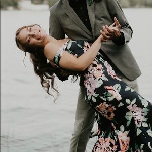 Off the shoulder floral formal dress